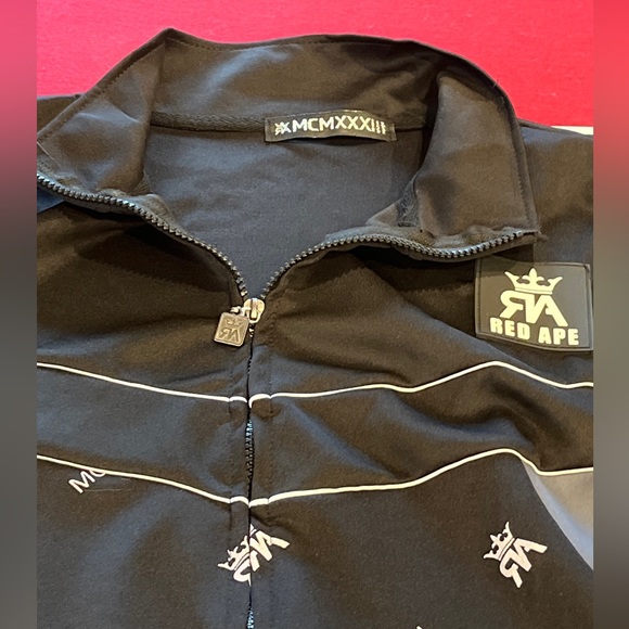 Red Ape Black Gray full Zip Jacket mens 2XL Color Block MCMXXXIII Logo SpellOut - Picture 2 of 15